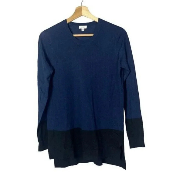 Vince Navy Blue & Black Cashmere Blend Crewneck Sweater XS - Picture 2 of 5